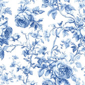 Zeitlose Navy-Rosen Floral-Toile-Hochzeitsprogramm Programm