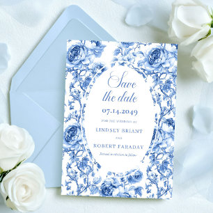 Zeitlose Navy-Rosen Save the Date Hochzeitskarte Ankündigung