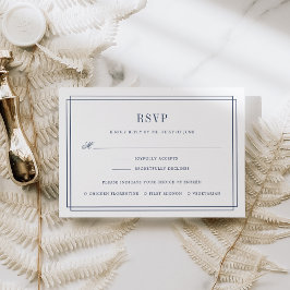 Zeitlose Navy- und White RSVP-Karte mit Speisekart RSVP Karte