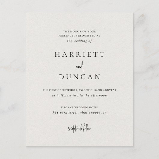 Zeitlose, neutrale Beige Budget-Hochzeit (Vorderseite)