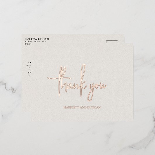 Zeitlose neutrale Beige Elegant Hochzeit Vielen Da Folie Einladungspostkarte (Vorderseite/Rückseite)