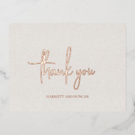 Zeitlose neutrale Beige Elegant Hochzeit Vielen Da Folie Einladungspostkarte