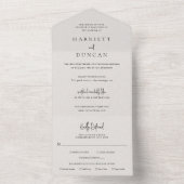 Zeitlose neutrale Beige Elegante Hochzeit All In One Einladung (Innen Boden)