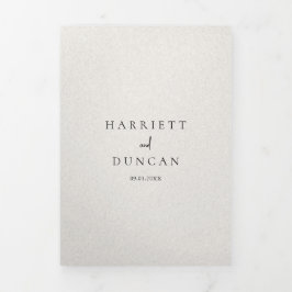 Zeitlose neutrale Beige Elegante Hochzeit Dreifach Gefaltete Einladung