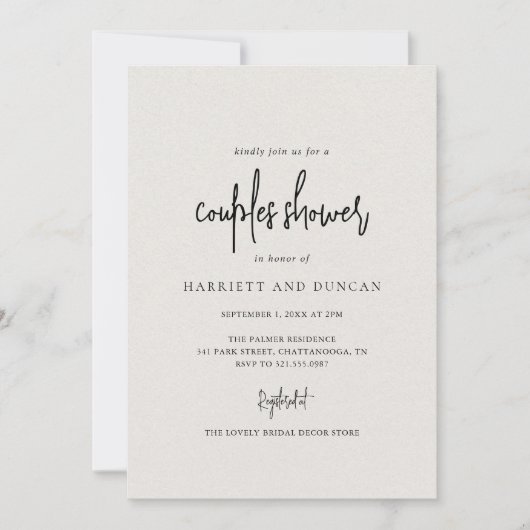 Zeitlose neutrale Beige Elegante Hochzeit Einladung (Vorderseite)