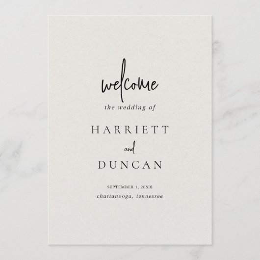 Zeitlose neutrale Beige Elegante Hochzeit Programm (Vorderseite)