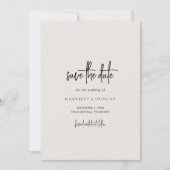 Zeitlose neutrale Beige Elegante Hochzeit Save The Date (Vorderseite)