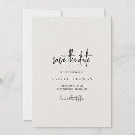 Zeitlose neutrale Beige Elegante Hochzeit Save The Date