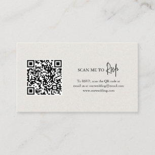Zeitlose neutrale Beige QR Code Elegante Hochzeit Begleitkarte