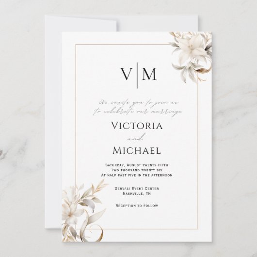 Zeitlose neutrale Farbe Elegante Einladung zur Hoc (Vorderseite)