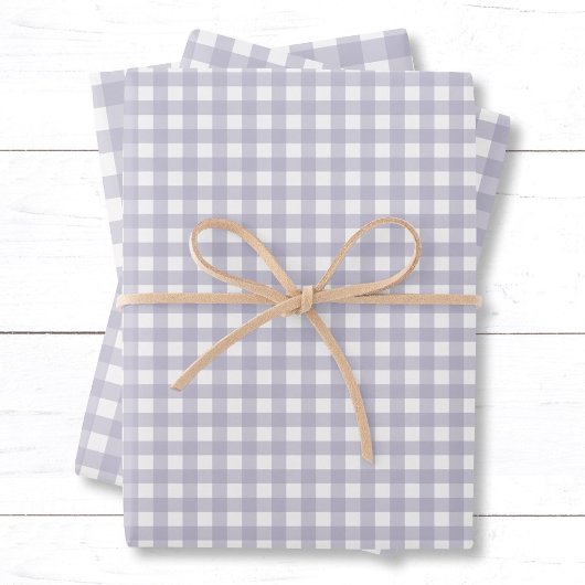 Zeitlose Pastel Lavender Gingham Karo Pattern Geschenkpapier Set