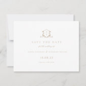 Zeitlose Reben Beige Wappen Monogram Foto Save The Date (Vorderseite)