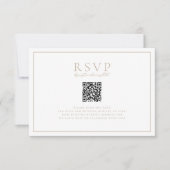 Zeitlose Reben Beige Wappen QR Code RSVP Karte (Vorderseite)