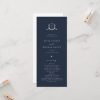Zeitlose Reben-Monogramm-Wappen Navy Blau Programm