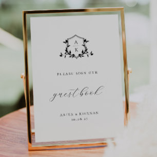 Zeitlose Reben Schwarzes Wappen Gästebuchsignatur Poster