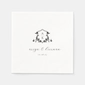 Zeitlose Reben Schwarzes Wappen Hochzeitmongramm Serviette (Vorderseite)