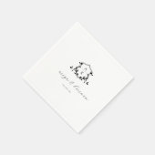 Zeitlose Reben Schwarzes Wappen Hochzeitmongramm Serviette (Ecke)