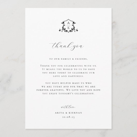 Zeitlose Reben Wappen Empfang Vielen Dank Programm (Vorderseite)