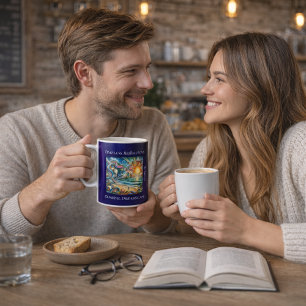 Zeitlose Reflexionen: Surrealer Küsten-Traumlandsc Kaffeetasse