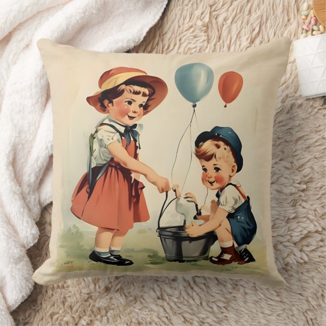 Zeitlose Retro-Kinder Kissen (Decke)