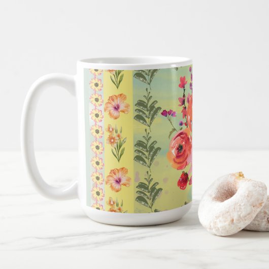 Zeitlose Retrodekoration mit botanischer Malerei Kaffeetasse (Mit Donut)