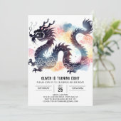 Zeitlose Roaring Dragon Geburtstagskinder Einladung (Stehend Vorderseite)