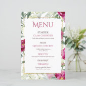 Zeitlose Romance Rosa Aquarellfarben Hochzeitsmenü (Stehend Vorderseite)