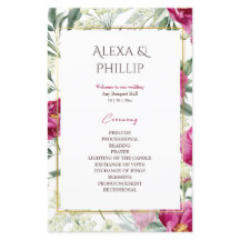 Zeitlose Romance Rosa Aquarellfarben Hochzeitsprog