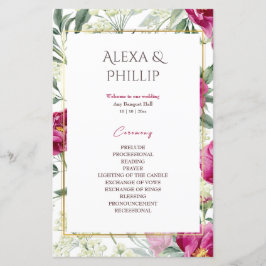 Zeitlose Romance Rosa Aquarellfarben Hochzeitsprog