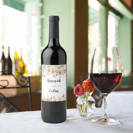 Zeitlose romanische Blumenzeremonie Weinetikett