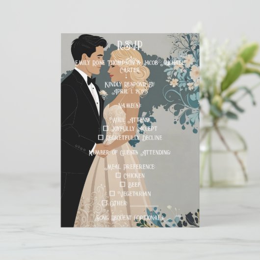 Zeitlose Romantik: Aquarellbräune und Gräuel Save The Date (Stehend Vorderseite)