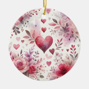 Zeitlose Romantik: Ein klassisches Valentinstag-Pa Keramik Ornament