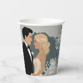 Zeitlose Romantik: Wasserfarbenbrille und Gräuelku Pappbecher (Vorderseite)