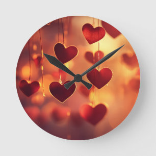 Zeitlose Romanze - Wanduhr mit hängenden Herzen
