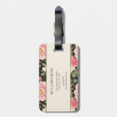 Zeitlose Rose Blush & Cream im Noir Elegante Gepäckanhänger (Rückseite vertikal)