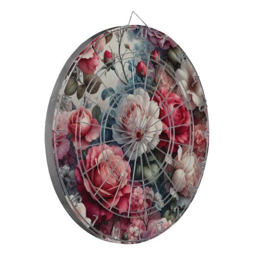 Zeitlose Rose Dartscheibe (Vorderseite Links)