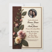 Zeitlose Rose Foto Hochzeit Einladung (Vorderseite)