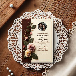 Zeitlose Rose Foto Hochzeit Einladung