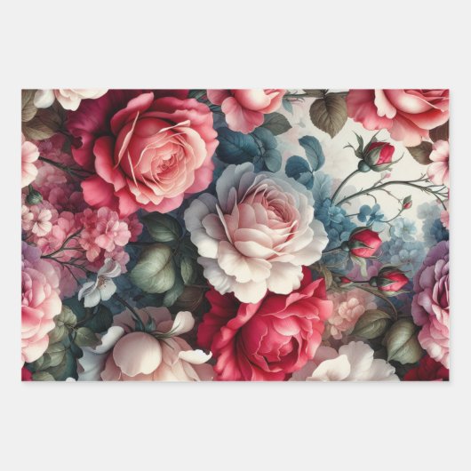 Zeitlose Rose Geschenkpapier Set (Vorderseite)