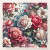 Zeitlose Rose Glasuntersetzer (Vorderseite)
