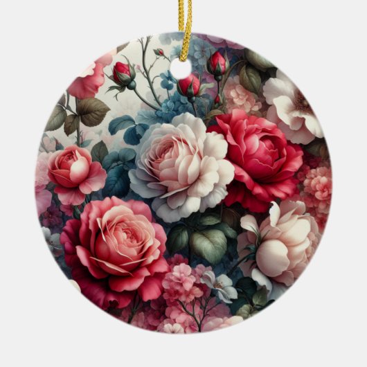 Zeitlose Rose Keramik Ornament (Vorne)