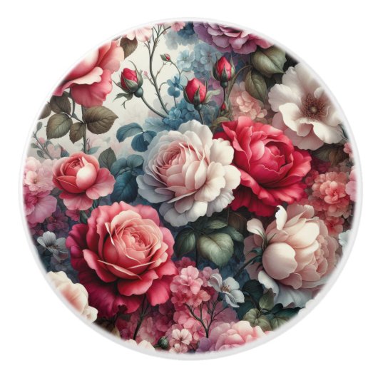 Zeitlose Rose Keramikknauf (Vorderseite)