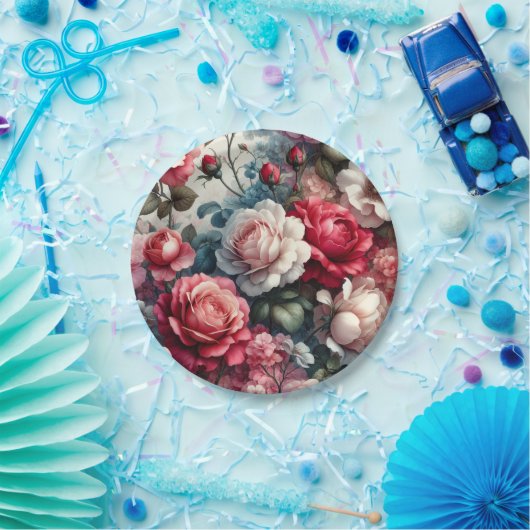 Zeitlose Rose Pappteller (Party)