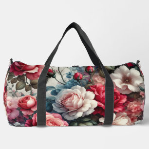 Zeitlose Rosen-Blumen-Charm Duffle Bag