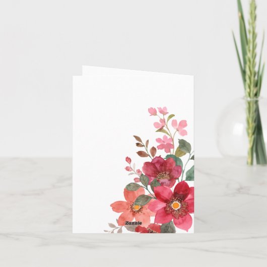 Zeitlose rote Blume Einladung (Rückseite)