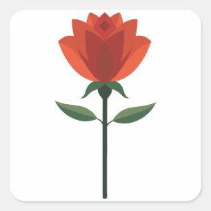 Zeitlose Rote Rose Quadratischer Aufkleber