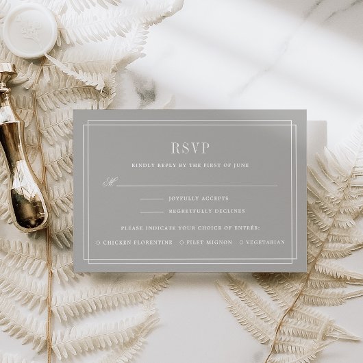 Zeitlose RSVP-Karte mit Speisekarte | Griechenland RSVP Karte