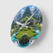 "Zeitlose Ruhe - Alpendorf Runde Wanduhr (Winkel)