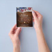 Zeitlose rustikale Blue Burgundy Blumenzange Hochz Flyer (Gruppe)