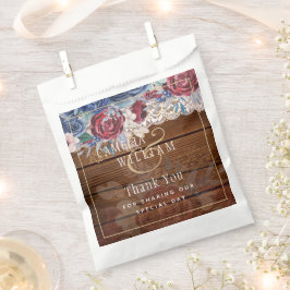 Zeitlose rustikale Blue Burgundy Blumenzange Hochz Geschenktütchen